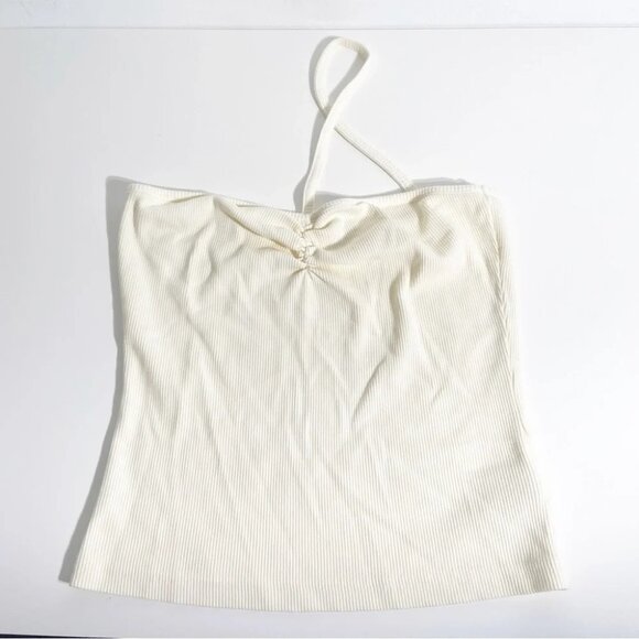 New AGOLDE Lola Gathered Front Tank in Ivory Paste  Size L - Picture 4 of 6